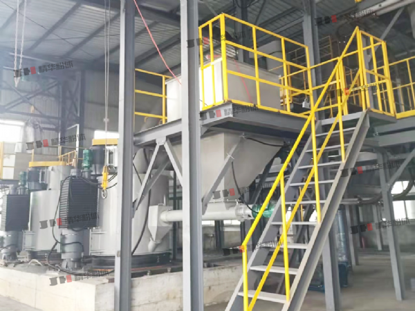 煅后焦輥壓磨--湖北某生產(chǎn)現(xiàn)場(chǎng)